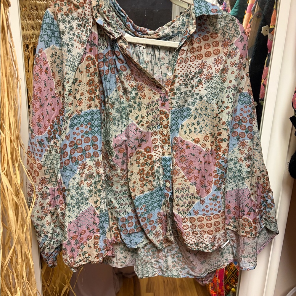 Roller Rabbit Multicolor Patchwork Blouse - image 1